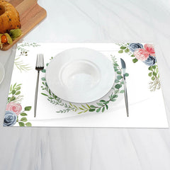 Lofaris White Greenery Pink Blue Floral Set Of 4 Placemats