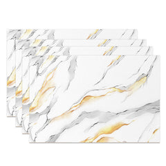 Lofaris White Grey Gold Marble Modern Set Of 4 Placemats