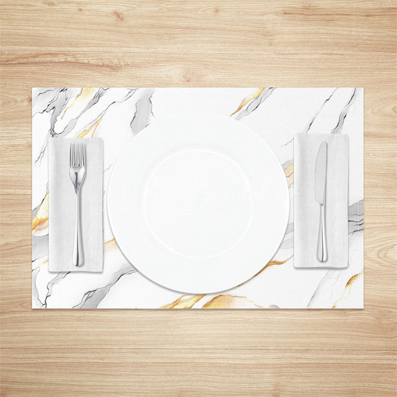 Lofaris White Grey Gold Marble Modern Set Of 4 Placemats