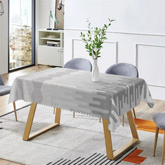 Lofaris White Grey Ice Lines Rectangle Tablecloth