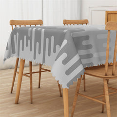 Lofaris White Grey Ice Lines Rectangle Tablecloth