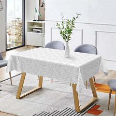 Lofaris White Grey Leafage Pastoral Rectangle Tablecloth