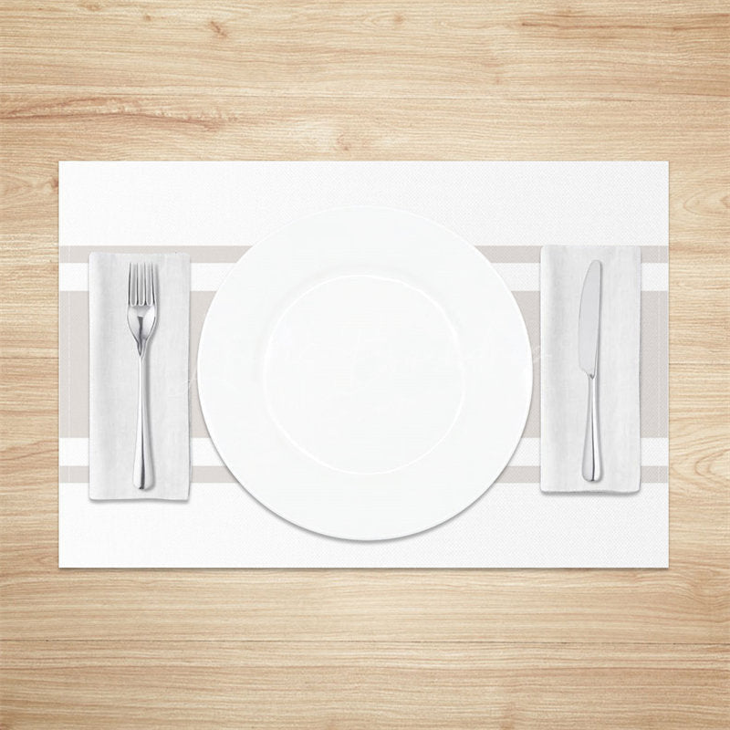 Lofaris White Grey Line Modern Set Of 4 Placemats For Dinner