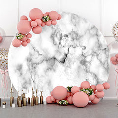 Lofaris White Grey Marble Texture Round Birthday Backdrop