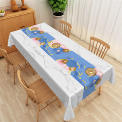 Lofaris White Griotte Blue Pink Circle Rectangle Tablecloth