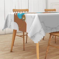 Lofaris White Griotte Texture And Brown Splice Tablecloth