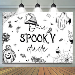 Lofaris White Halloween One Spooky Dude Birthday Backdrop