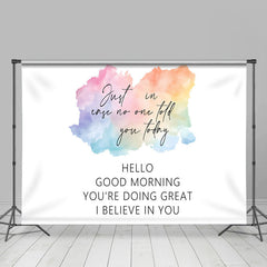 Lofaris White Hello Good Morning Positive Words Backdrop