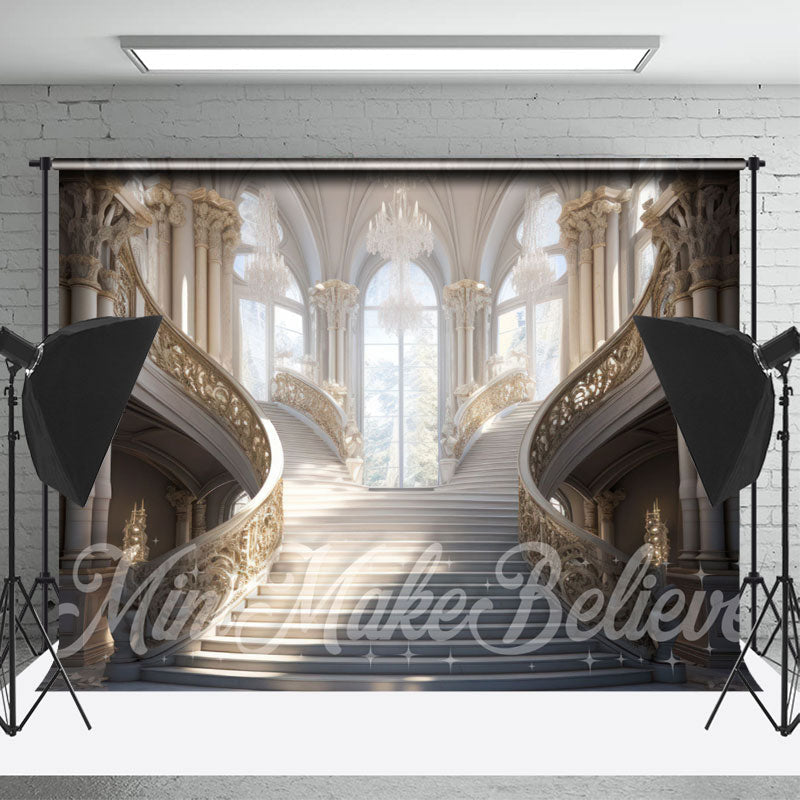 Lofaris White Holy Palace Stair Window Architecture Backdrop