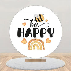 Lofaris White Honeybee Arch Rainbow Round Birthday Backdrop