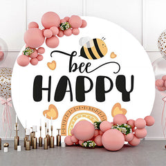 Lofaris White Honeybee Arch Rainbow Round Birthday Backdrop