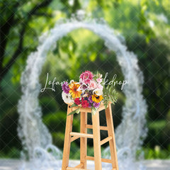 Lofaris White Lace Arch Bokeh Spring Forest Wedding Backdrop