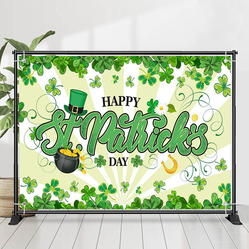 Lofaris White Light Green Clovers St Patricks Day Backdrop