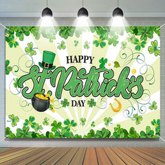 Lofaris White Light Green Clovers St Patricks Day Backdrop