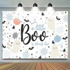 Lofaris White Little Boo Bats Halloween Baby Shower Backdrop