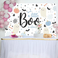 Lofaris White Little Boo Bats Halloween Baby Shower Backdrop