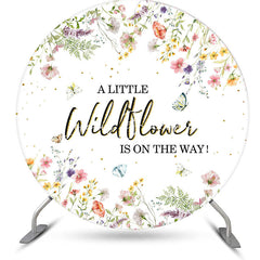 Lofaris White Little Wildflower Round Baby Shower Backdrop