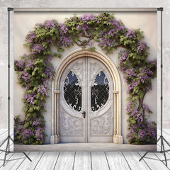 Lofaris White Luxury Retro Door Floral Vine Spring Backdrop