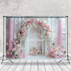 Lofaris White Luxury Wall Pink Floral Wedding Photo Backdrop