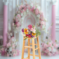 Lofaris White Luxury Wall Pink Floral Wedding Photo Backdrop