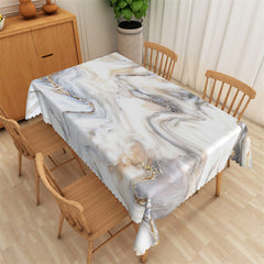 Lofaris White Marble Floor Texture Rectangle Tablecloth