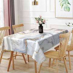 Lofaris White Marble Floor Texture Rectangle Tablecloth