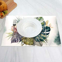 Lofaris White Natural Monstera Vintage Set Of 4 Placemats