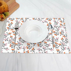 Lofaris White Nature Floral Leaf Vintage Set Of 4 Placemats