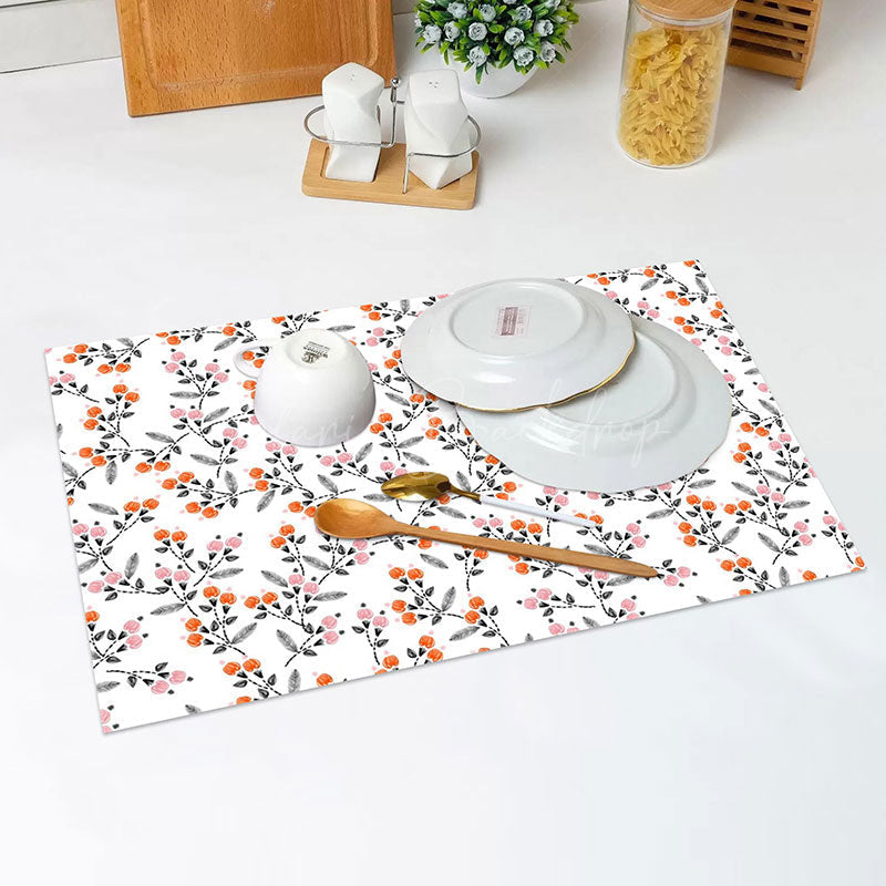 Lofaris White Nature Floral Leaf Vintage Set Of 4 Placemats