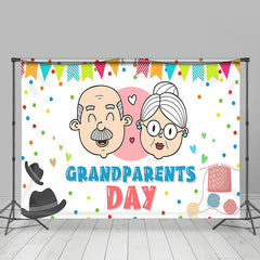 Lofaris White Old Couple Happy Grandparents Day Backdrop