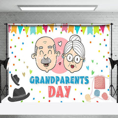 Lofaris White Old Couple Happy Grandparents Day Backdrop