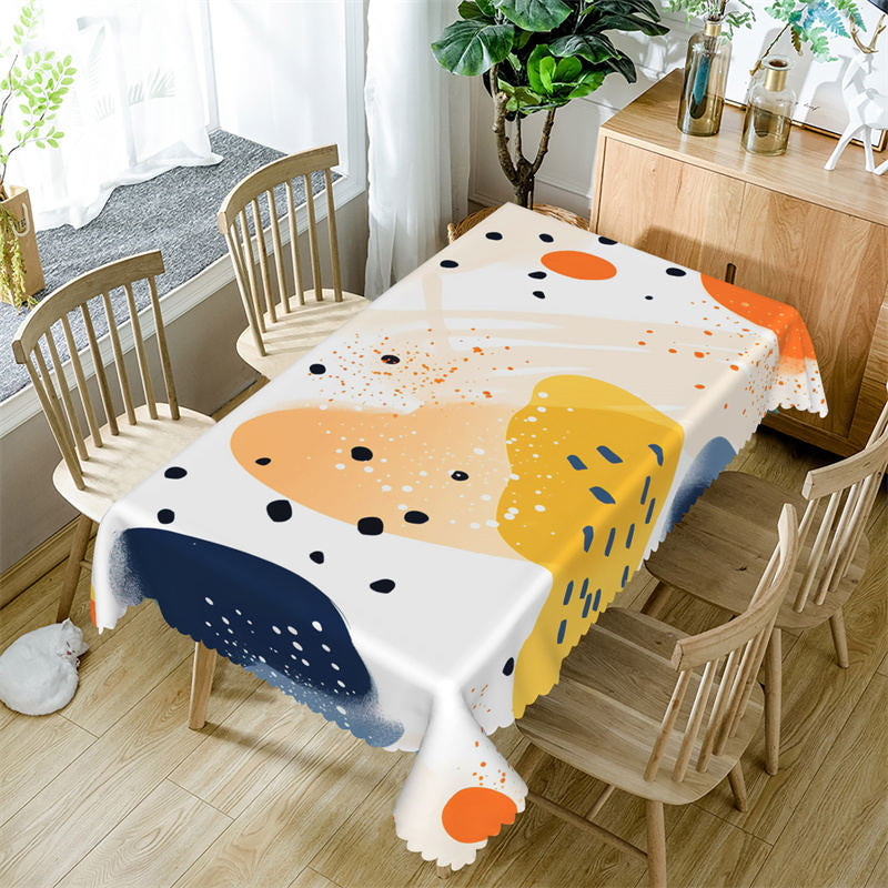 Lofaris White Orange Patterns Modern Rectangle Tablecloth