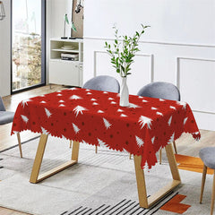 Lofaris White Pine Trees Dots Repeat Red Christmas Tablecloth