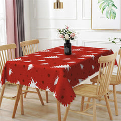 Lofaris White Pine Trees Dots Repeat Red Christmas Tablecloth