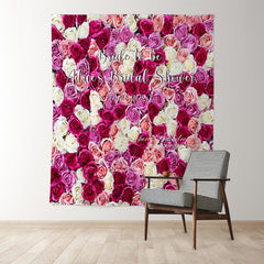 Lofaris White Pink And Purple Roses Bridal Shower Backdrop