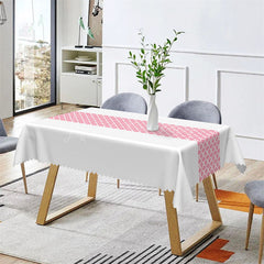 Lofaris White Pink Argyle Dining Room Rectangle Tablecloth