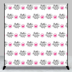 Lofaris White Pink Crown Custom Name Birthday Party Backdrop