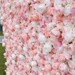 Lofaris White Pink Elegant Flower Wall For Wedding Decor