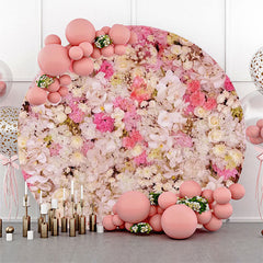 Lofaris White Pink Floral Wall Colors Round Wedding Backdrop