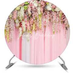 Lofaris White Pink Flowers Curtain Round Wedding Backdrop