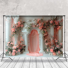 Lofaris White Pink Luxury Wall Floral Wedding Photo Backdrop