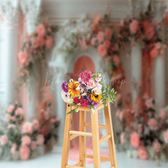 Lofaris White Pink Luxury Wall Floral Wedding Photo Backdrop