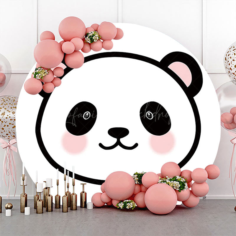 Lofaris White Pink Panda Simple Round Baby Shower Backdrop