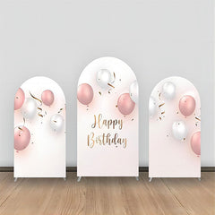 Lofaris White Pink Silver Balloon Birthday Arch Backdrop Kit