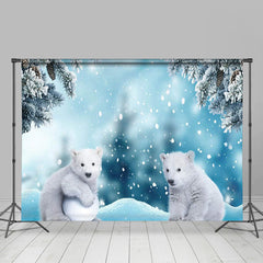 Lofaris White Polar Bear Ice Snowy Tree Winter Backdrop