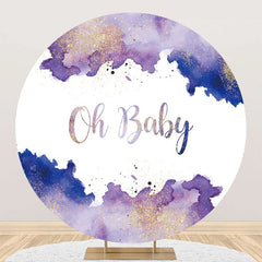 Lofaris White Purple Oh Baby Round Gender Reveal Backdrop