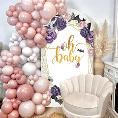 Lofaris White Purple Pink Floral Baby Shower Arch Backdrop