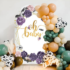 Lofaris White Purple Pink Floral Baby Shower Arch Backdrop