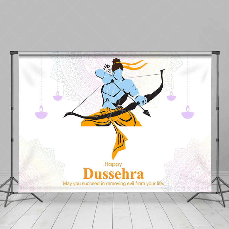 Lofaris White Rama Crossbow Arrow Happy Dussehra Backdrop