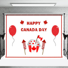 Lofaris White Red Balloons Flag Happy Canada Day Backdrop